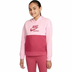 Nike NSW HERITAGE FT HOODIE G Dievčenská mikina, ružová, veľkosť S