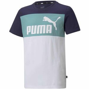 Puma ESS+COLORBLOCK TEE Chlapčenské tričko, biela, veľkosť 152