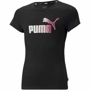 Puma ESS+BLEACH LOGO TEE Dievčenské tričko, čierna, veľkosť 152