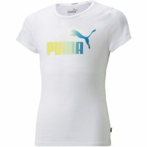 Puma ESS+BLEACH LOGO TEE Dievčenské tričko, biela, veľkosť 140
