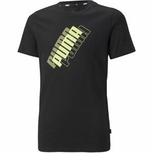 Puma POWER LOGO TEE B Chlapčenské tričko, čierna,žltá, veľkosť