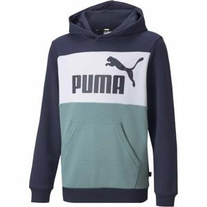 Puma ESS+COLORBLOCK HOODIE TR Chlapčenská mikina, tmavo modrá, veľkosť 152