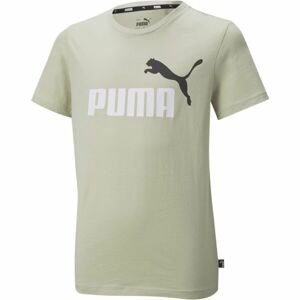 Puma ESS + 2 COL LOGO TEE Chlapčenské tričko, kaki, veľkosť 164