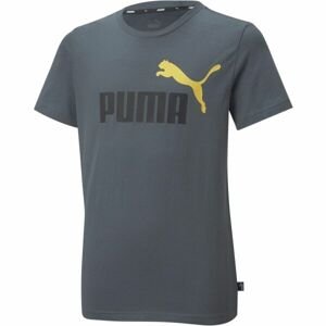 Puma ESS + 2 COL LOGO TEE Chlapčenské tričko, tmavo sivá, veľkosť 116