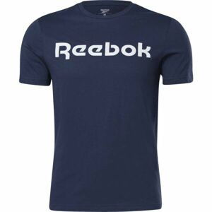 Reebok GS REEBOK LINEAR READ TEE Pánske tričko, tmavo modrá, veľkosť XXL