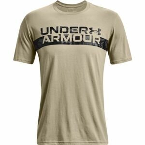 Under Armour CAMO CHEST STRIPE SS Pánske tričko s krátkym rukávom, béžová, veľkosť XXL