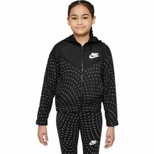 Nike NSW WINDRUNNER AOP Dievčenská bunda, čierna, veľkosť