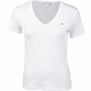Tommy Hilfiger IM SLIM SOLID V-NK TOP SS Dámske tričko, biela, veľkosť XS