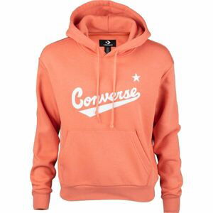 Converse SCRIPTED LOGO FLEECE HOODIE Dámska mikina, oranžová, veľkosť S