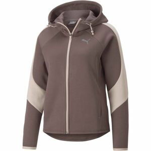 Puma EVOSTRIPE FULL ZIP HOODIE Dámska mikina, hnedá, veľkosť XL