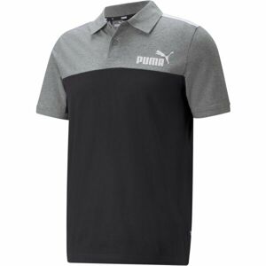 Puma ESS+BLOCK JERSEY POLO Pánske polo tričko, čierna, veľkosť S