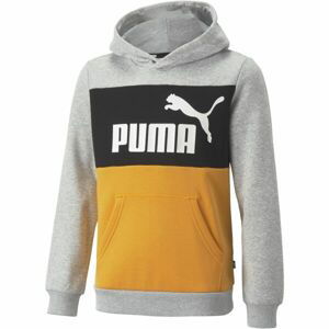 Puma ESS+COLORBLOCK HOODIE FL B Detská mikina, sivá, veľkosť 128