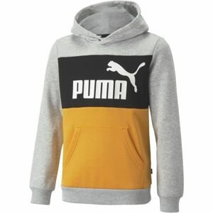Puma ESS+COLORBLOCK HOODIE FL B Detská mikina, sivá, veľkosť 152