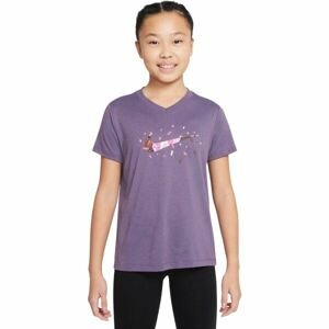 Nike NK DF TEE VNECK LGD ESSNTL+ Dievčenské tričko, fialová, veľkosť XL
