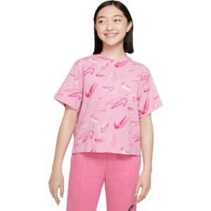 Nike NK NSW TEE BOXY SWOOSHFETTI Dámske tričko, ružová, veľkosť XL