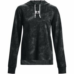 Under Armour RIVAL TERRY PRINT HOODIE Dámska mikina, čierna, veľkosť XS