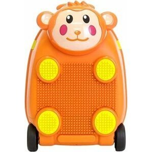 Detský kufor so stavebnicou (opička – oranžová), PD Toys 1706, 46 × 33,5 × 30,5 cm
