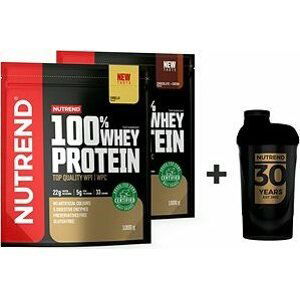 Nutrend 100 % WHEY PROTEIN darčekové balenie, 2× 1000 g + 1× SHAKER