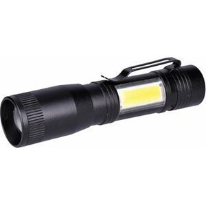 Solight LED kovový lampáš 3 W + COB, 150 + 60 lm, AA, čierny