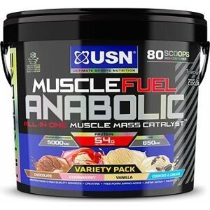 USN Muscle Fuel Anabolic Variety pack (Čokoláda, Jahoda, Vanilka a Cookies & Cream) 5,32 kg