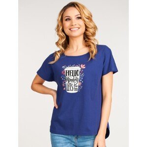 Yoclub Woman's Cotton T-shirt PKK-0085K-A110 Navy Blue
