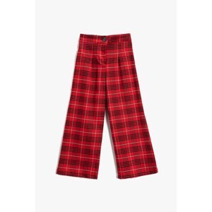 Koton Girl's Red Plaid Jeans