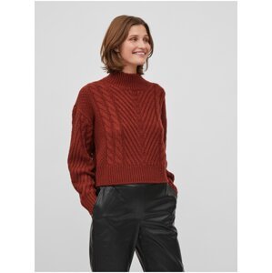 Brick women's sweater with braids VILA Apoline - Women