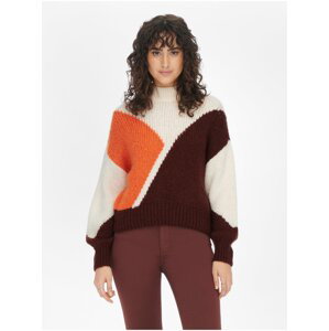 Brown-cream patterned sweater JDY Killian - Women