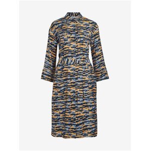 Orange-blue lady patterned shirt dress VILA Cikki - Women