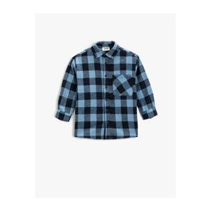 Koton Lumberjack Shirt Single Pocket Soft Textured Long Sleeve