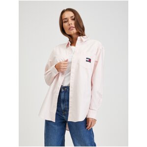 Light Pink Ladies Oversize Shirt Tommy Jeans Badge Boyfriend - Women