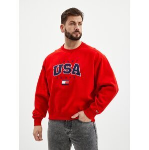 Red Mens Sweatshirt Tommy Jeans - Men
