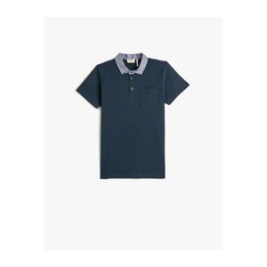 Koton Polo Neck T-Shirt Short Sleeve Single Pocket Detailed Cotton
