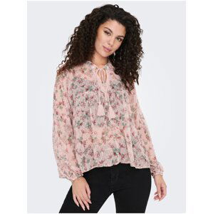 Light pink women's floral blouse ONLY Aida - Women