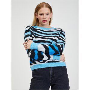 Orsay Black and Blue Ladies Patterned Sweater - Women