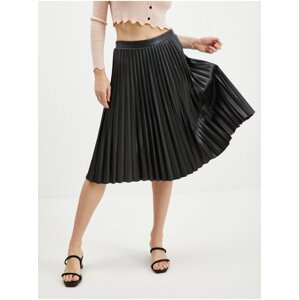 Orsay Black Leatherette Pleated Skirt - Women