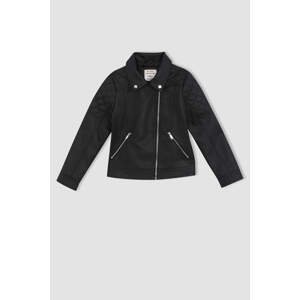 DEFACTO Girl Long Sleeve Faux Leather Front Zip Jacket