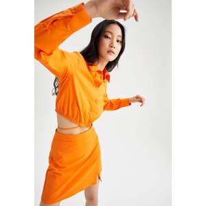 DEFACTO Long Sleeve Ruched Crop Shirt
