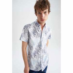 DEFACTO Slim Fit Polo Neck Floral Short Sleeve Shirt