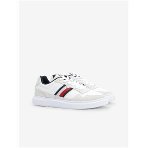 White Mens Suede Detail Sneakers Tommy Hilfiger Lightweight Leath - Men
