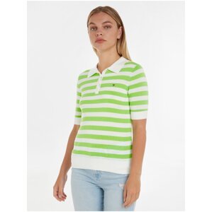 Green-white Ladies Striped Polo T-Shirt Tommy Hilfiger - Women