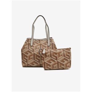 Brown Ladies Patterned Handbag 2in1 Guess Vikky - Ladies