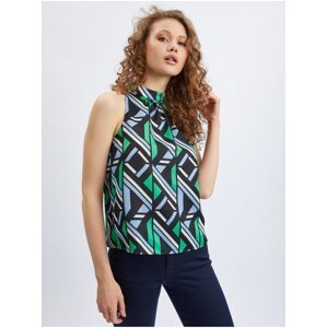 Orsay Black and Green Ladies Patterned Blouse - Women