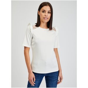 Orsay White Women's T-shirt with Neckline - Women