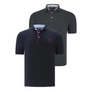 DUAL SET T8582 DEWBERRY MENS T-SHIRT-NAVY BLUE - ANTHRACITE