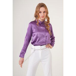 Bigdart 3964 Lightly Flowing Satin Shirt - Purple