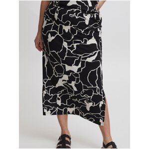 White and Black Ladies Patterned Midi Skirt Fransa - Ladies