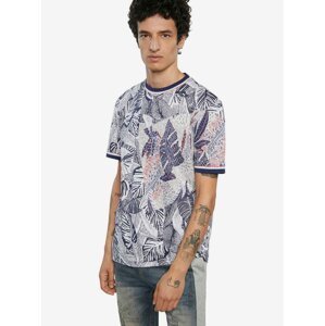 Light grey Men's T-Shirt with Tropical Pattern Desigual TS Cadmo - Men