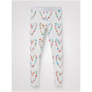 White Girly Patterned Leggings Desigual Amore - Girls