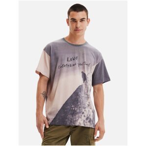 Beige-gray Men's patterned T-Shirt Desigual - Men